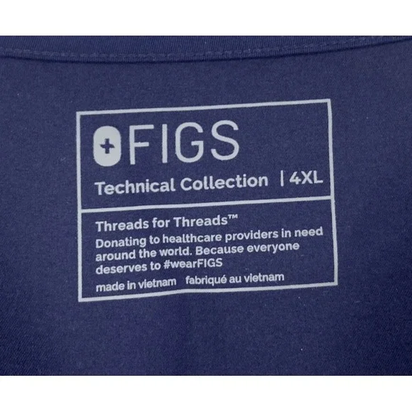 Figs Shirt Womens 4XL Navy Casma Scrub Top Three Pocket Short Sleeve Medical - Picture 4 of 8
